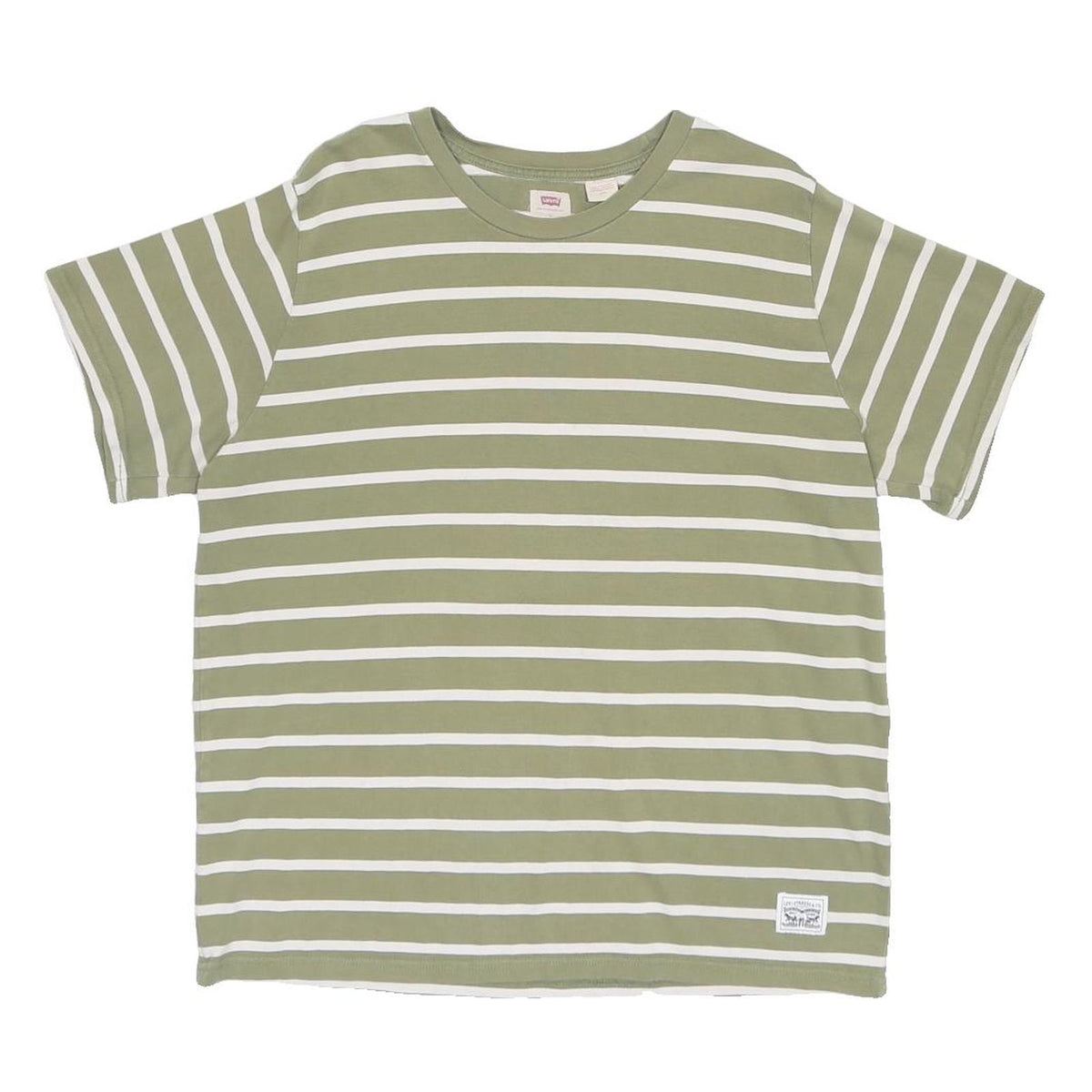 LEVI'S Mens Green & White Patterned Cotton Blend Basic Crew Neck Basic Knit