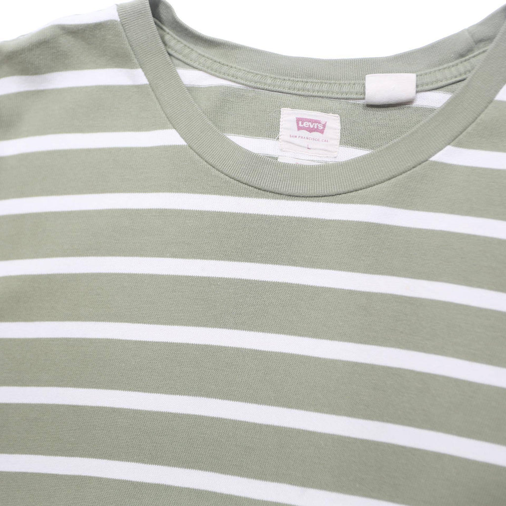 LEVI'S Mens Green & White Patterned Cotton Blend Basic Crew Neck Basic Knit