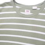 LEVI'S Mens Green & White Patterned Cotton Blend Basic Crew Neck Basic Knit