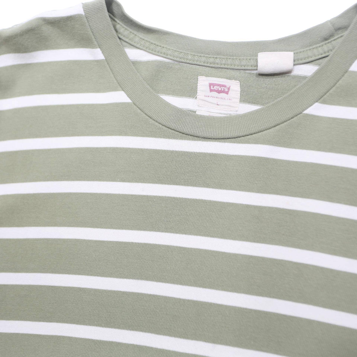 LEVI'S Mens Green & White Patterned Cotton Blend Basic Crew Neck Basic Knit