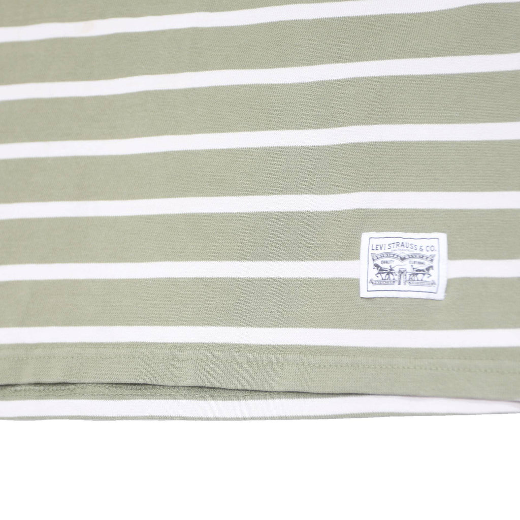 LEVI'S Mens Green & White Patterned Cotton Blend Basic Crew Neck Basic Knit