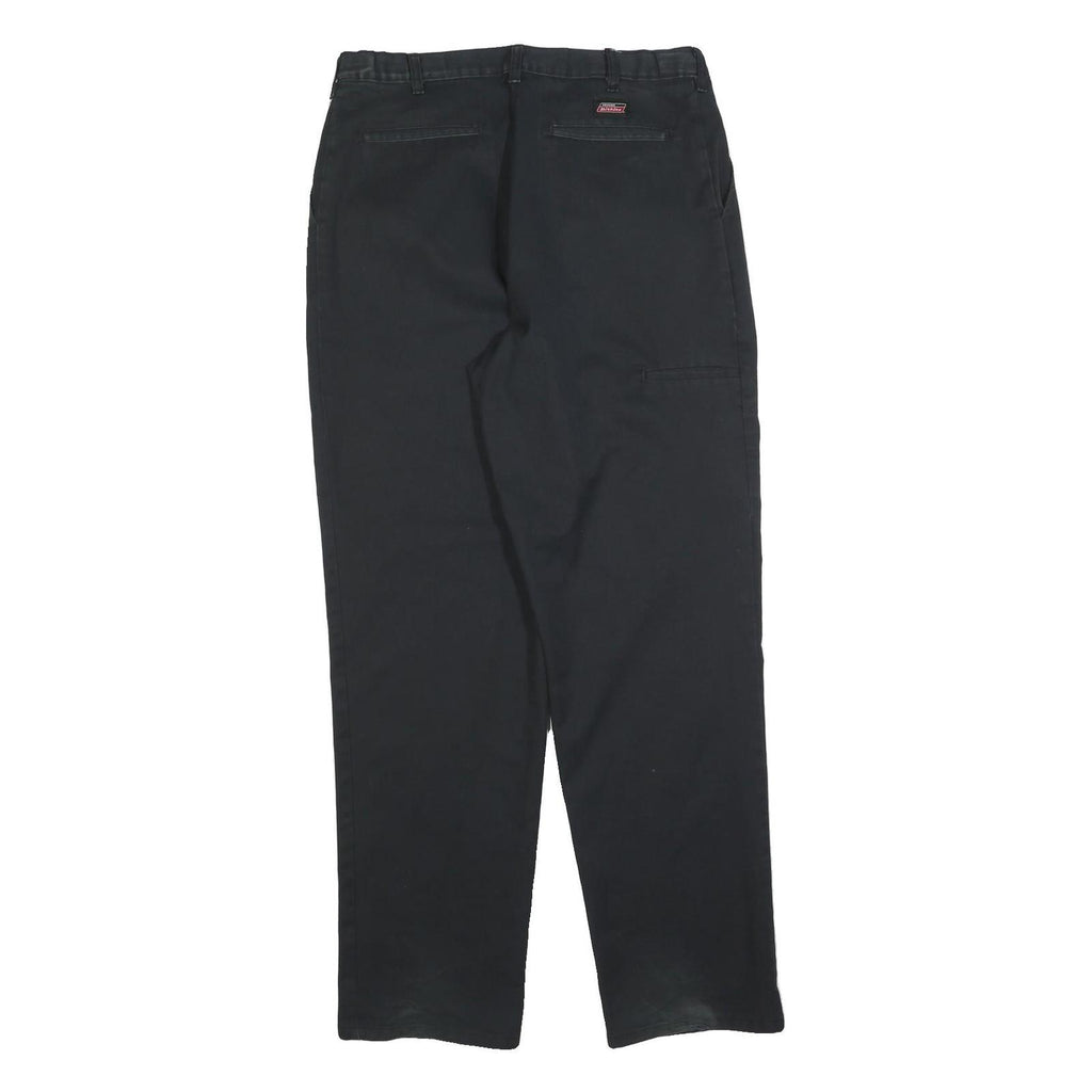 DICKIES Mens Cotton Blend Black Regular Straight Trousers W34 L34 Workwear Zip