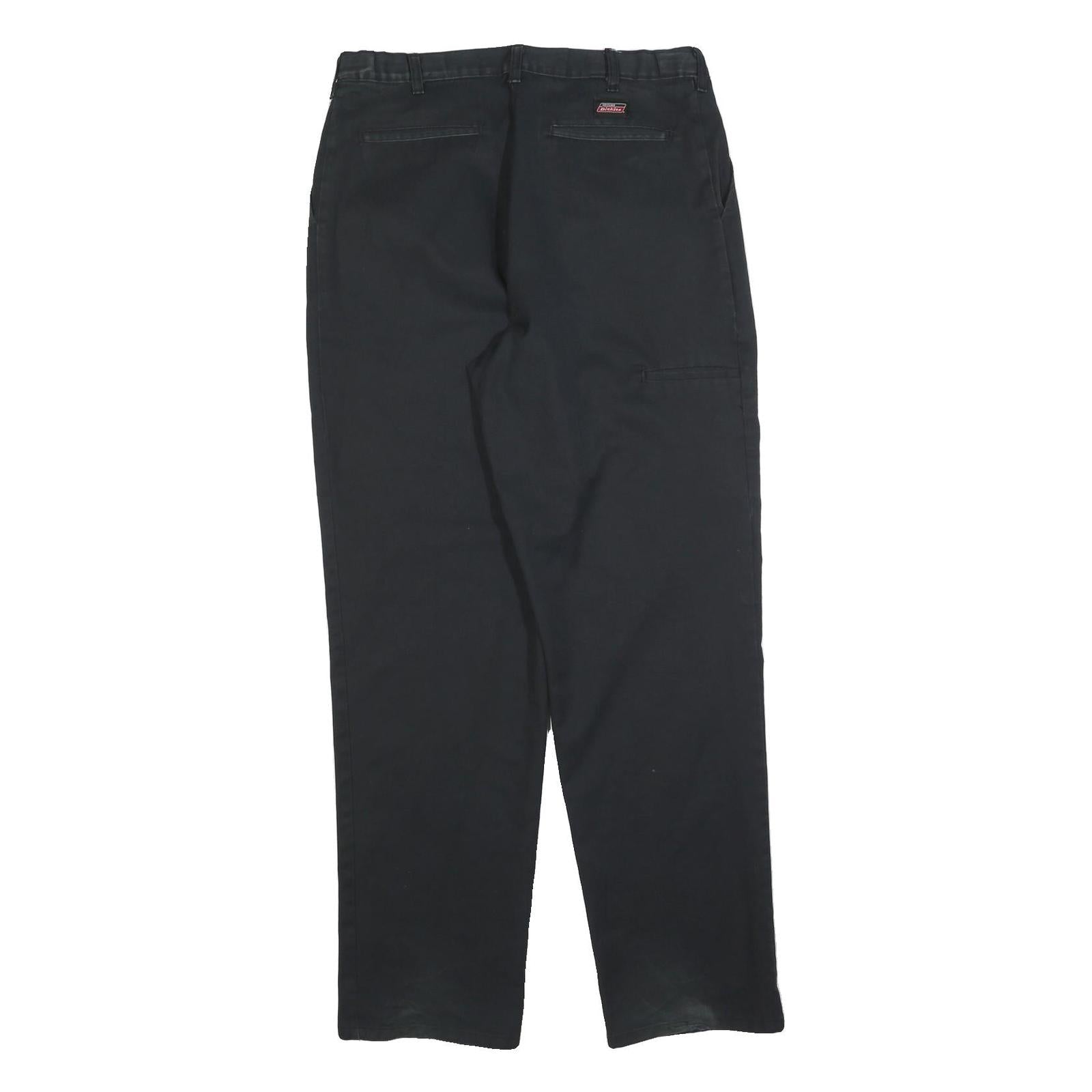 DICKIES Mens Cotton Blend Black Regular Straight Trousers W34 L34 Workwear Zip
