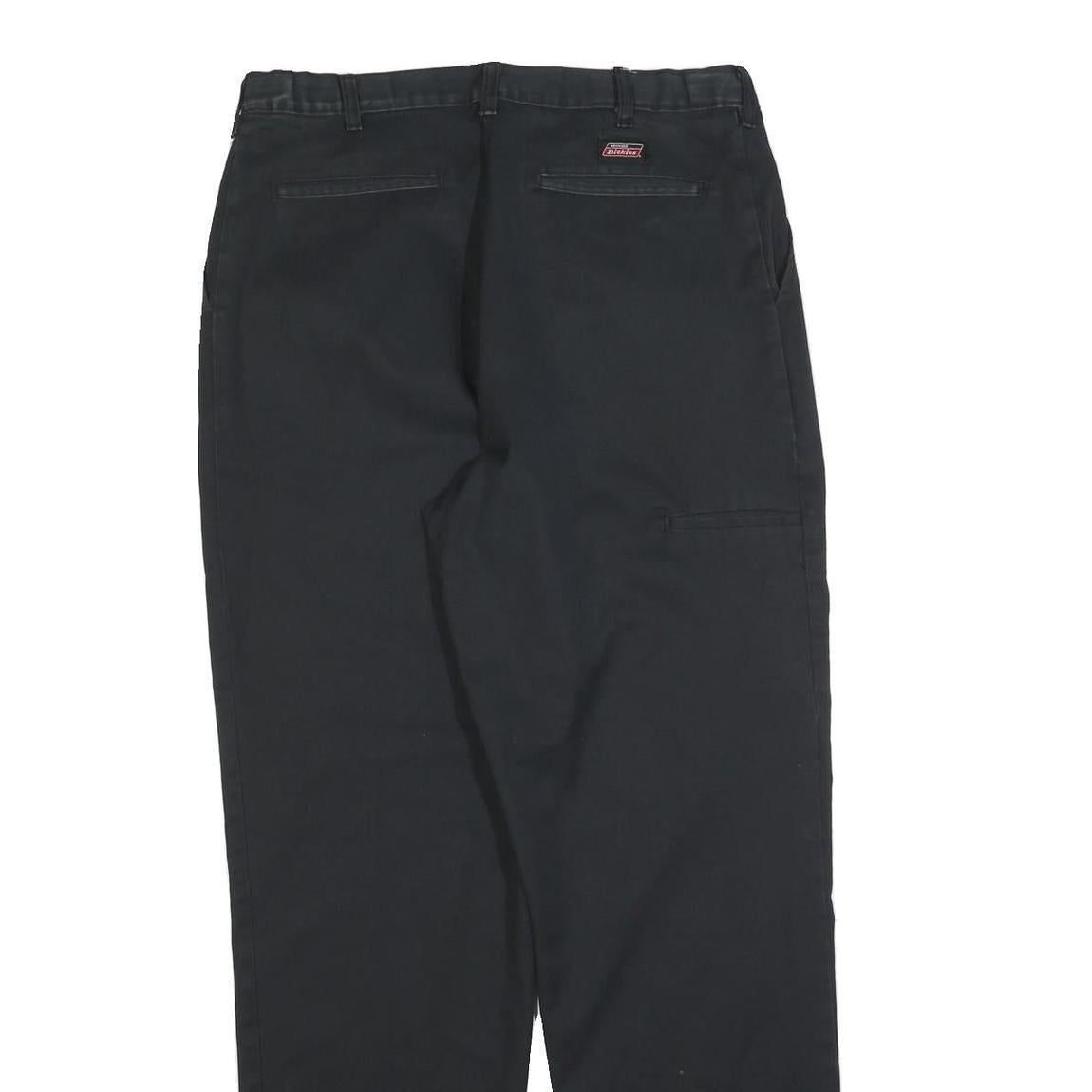 DICKIES Mens Cotton Blend Black Regular Straight Trousers W34 L34 Workwear Zip