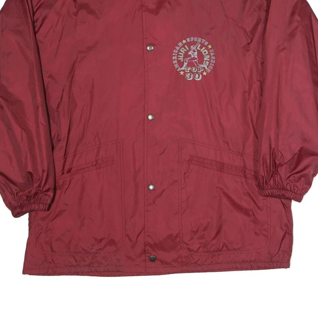 Mens Red Burgundy Polyester Blend Sports Zip Up Jacket L Printed Graphic Top 30