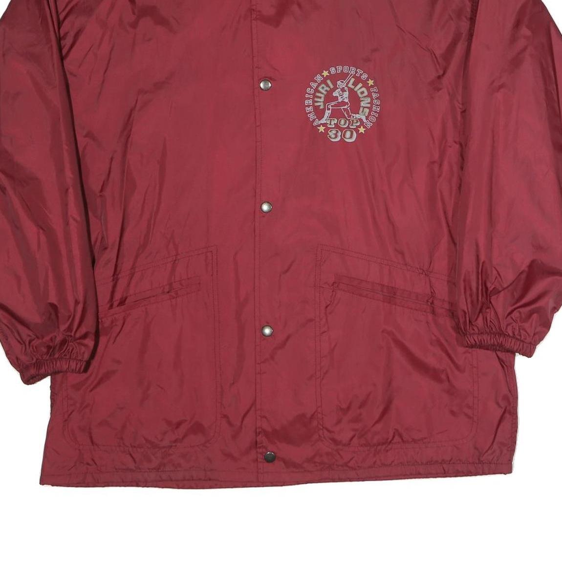 Mens Red Burgundy Polyester Blend Sports Zip Up Jacket L Printed Graphic Top 30