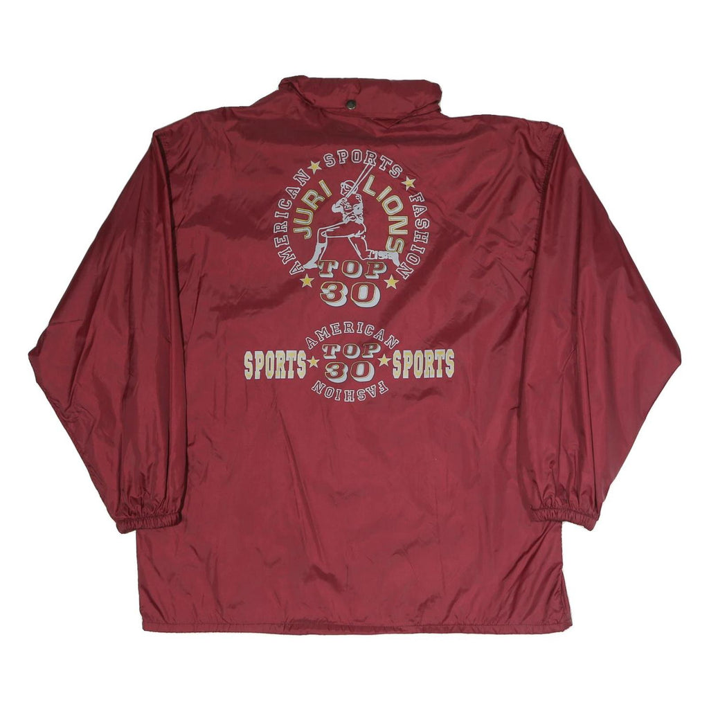 Mens Red Burgundy Polyester Blend Sports Zip Up Jacket L Printed Graphic Top 30