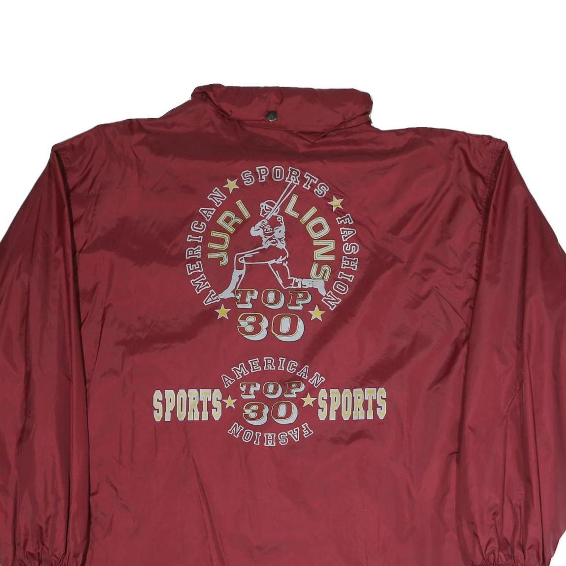 Mens Red Burgundy Polyester Blend Sports Zip Up Jacket L Printed Graphic Top 30