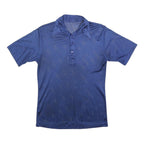 Mens Blue Short Sleeve Plain Polo Shirt M Polyester Collar Button Sport Casual