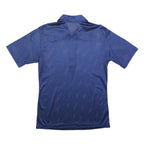 Mens Blue Short Sleeve Plain Polo Shirt M Polyester Collar Button Sport Casual