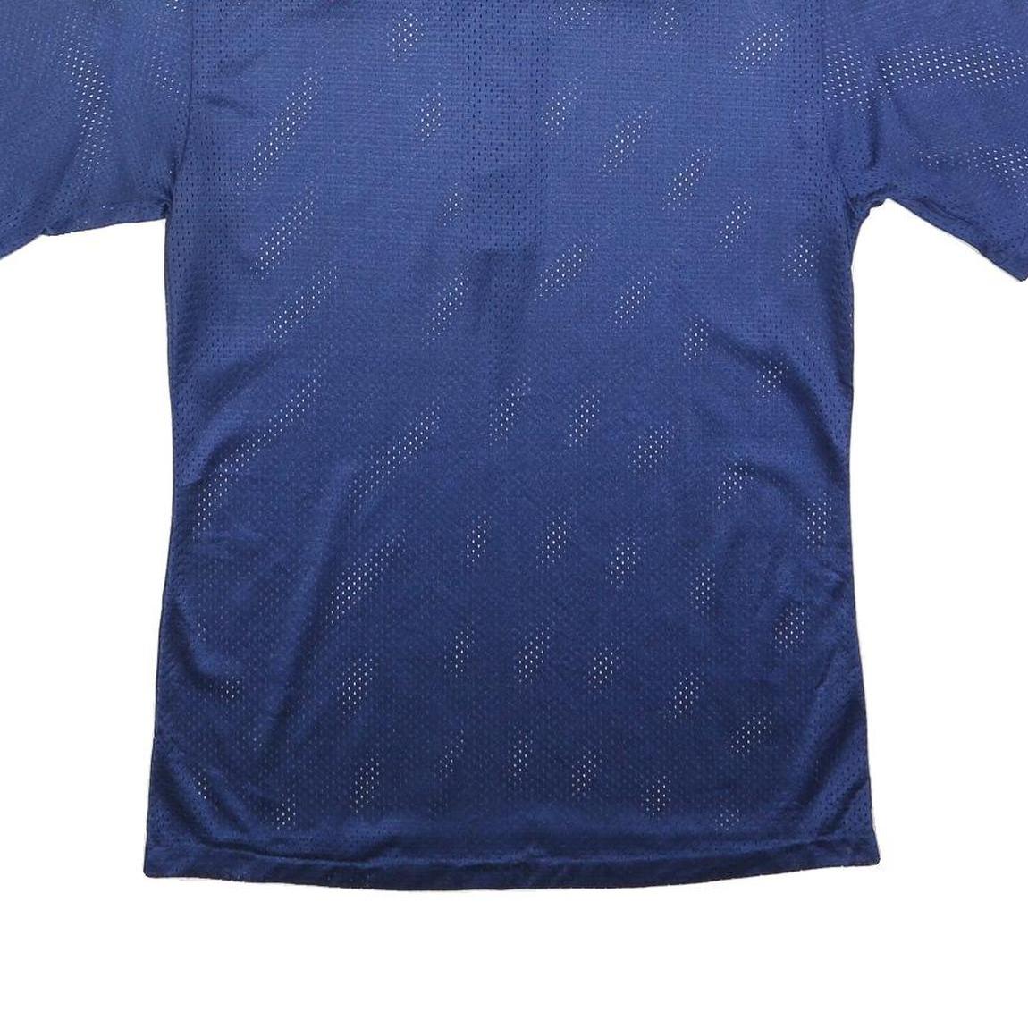 Mens Blue Short Sleeve Plain Polo Shirt M Polyester Collar Button Sport Casual