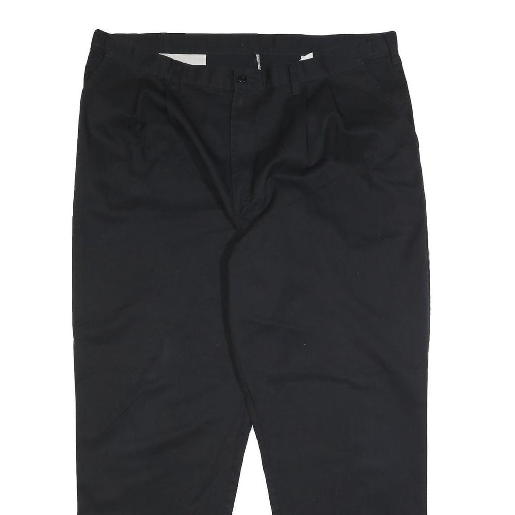 DICKIES Mens Cotton Blend Black Relaxed Trousers W42 L32 Workwear Zip Closure