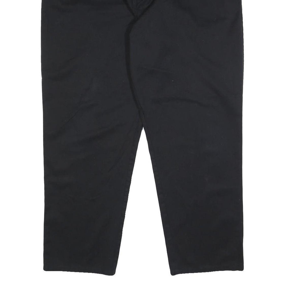 DICKIES Mens Cotton Blend Black Relaxed Trousers W42 L32 Workwear Zip Closure