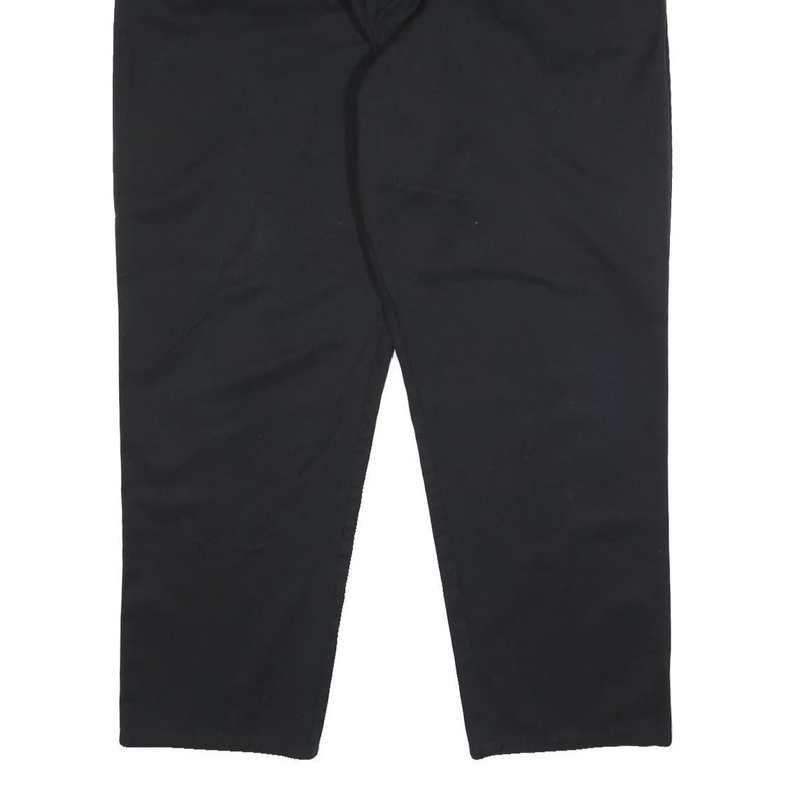 DICKIES Mens Cotton Blend Black Relaxed Trousers W42 L32 Workwear Zip Closure