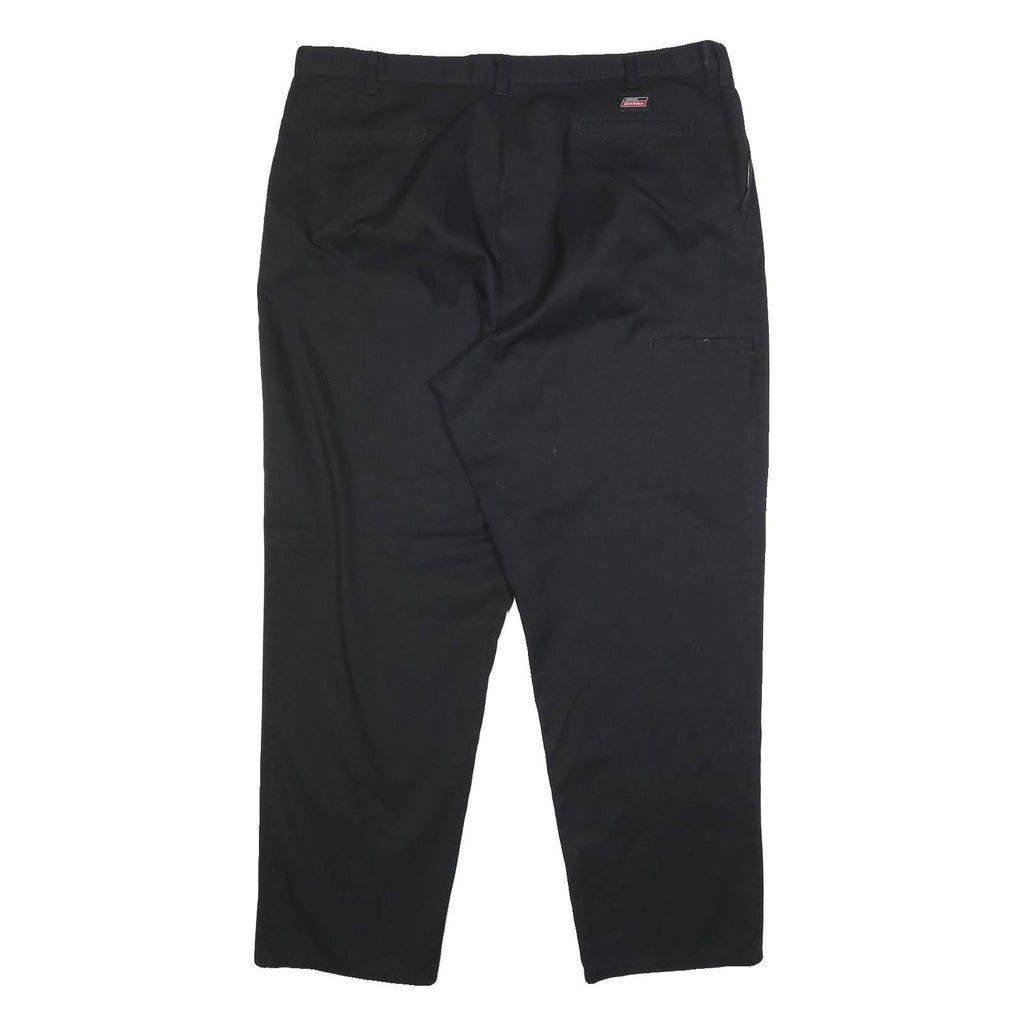 DICKIES Mens Cotton Blend Black Relaxed Trousers W42 L32 Workwear Zip Closure