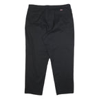 DICKIES Mens Cotton Blend Black Relaxed Trousers W42 L32 Workwear Zip Closure