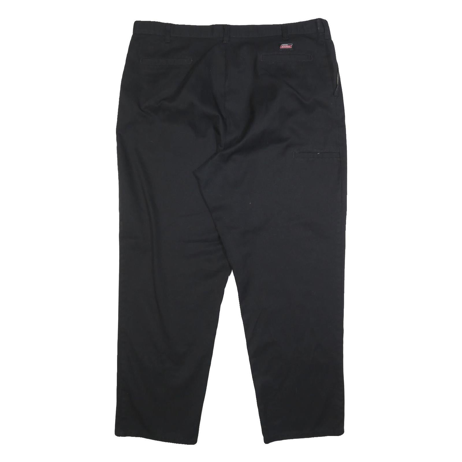 DICKIES Mens Cotton Blend Black Relaxed Trousers W42 L32 Workwear Zip Closure
