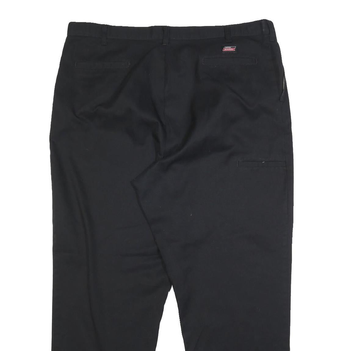 DICKIES Mens Cotton Blend Black Relaxed Trousers W42 L32 Workwear Zip Closure