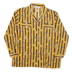 SAN FUH Womens Yellow & Black Striped Printed Shirt Long Sleeve Collared M