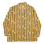 SAN FUH Womens Yellow & Black Striped Printed Shirt Long Sleeve Collared M