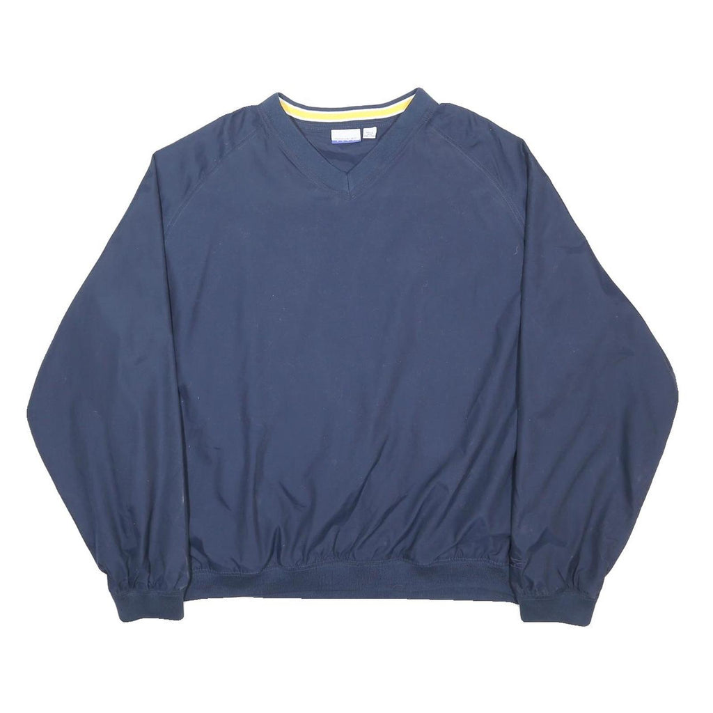 REEBOK Mens Blue V-Neck 2XL Polyester Sweatshirt Pullover Casual Lightweight