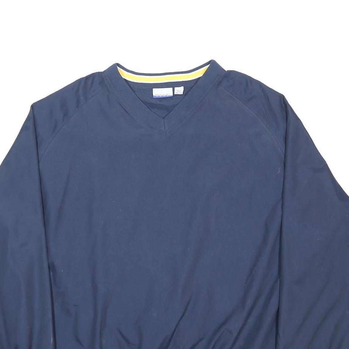 REEBOK Mens Blue V-Neck 2XL Polyester Sweatshirt Pullover Casual Lightweight