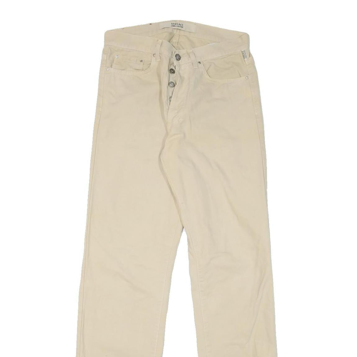 VERSACE JEANS COUTURE Womens Cotton Blend Beige Regular Straight Trousers W29