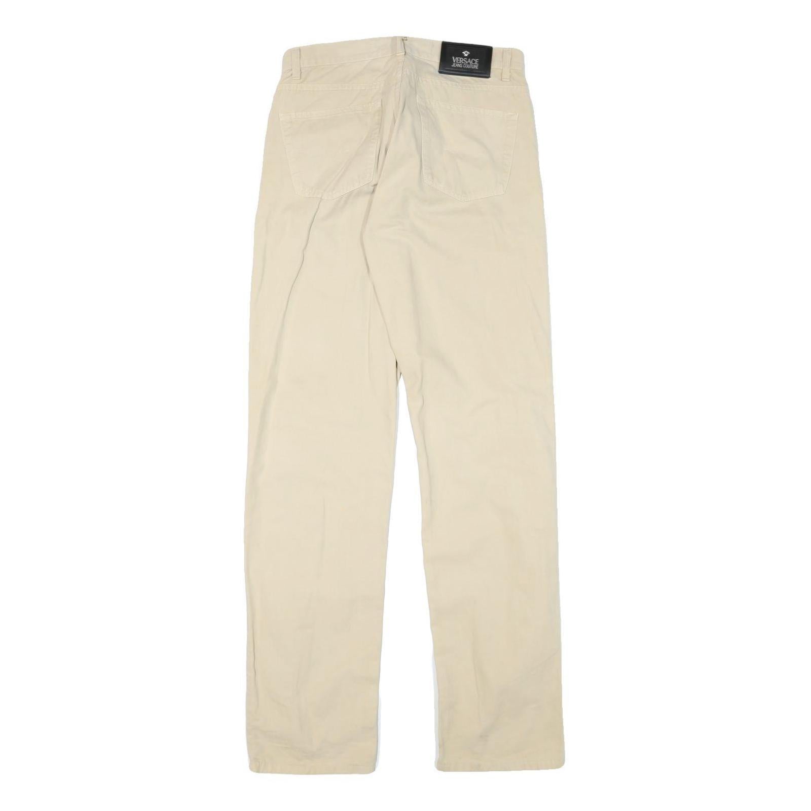 VERSACE JEANS COUTURE Womens Cotton Blend Beige Regular Straight Trousers W29