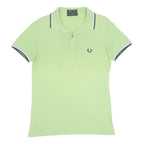 FRED PERRY Mens Green Short Sleeve Plain S Cotton Blend Polo Shirt Tipped
