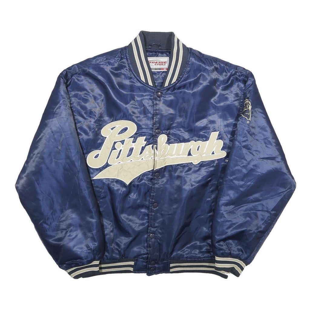 XTREME FRANZ Mens Blue Varsity Jacket M Polyester Button Closure Plain