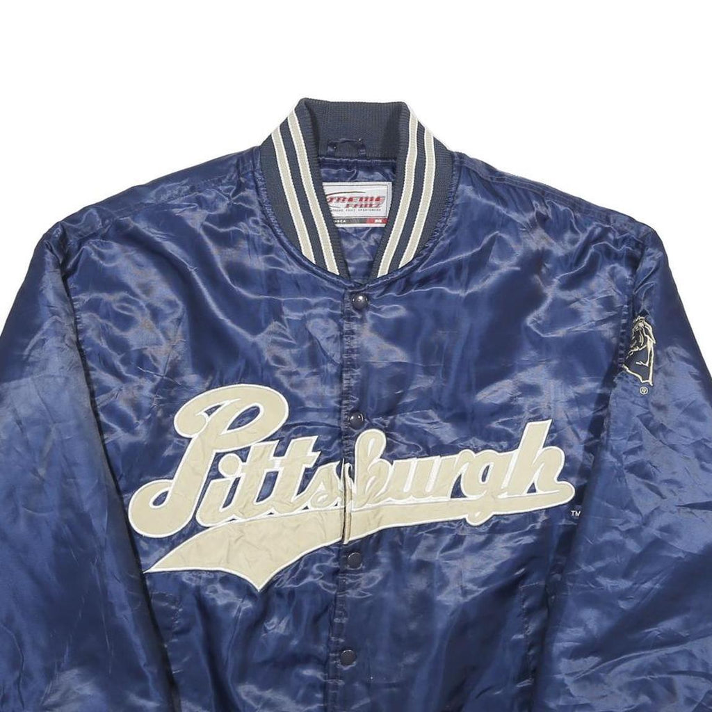 XTREME FRANZ Mens Blue Varsity Jacket M Polyester Button Closure Plain