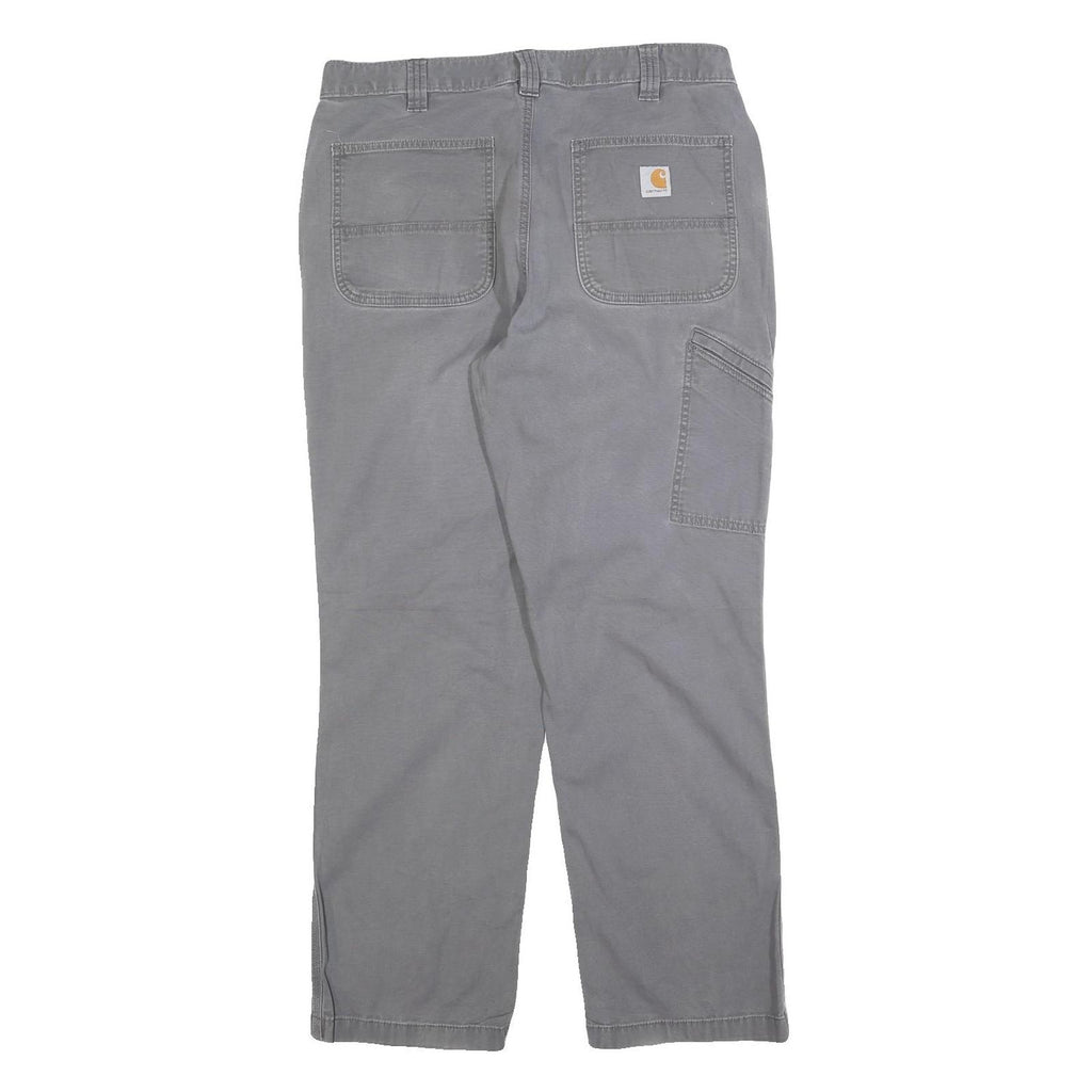 CARHARTT Mens Relaxed Grey Cotton Blend Trousers W36 L32 Workwear Casual