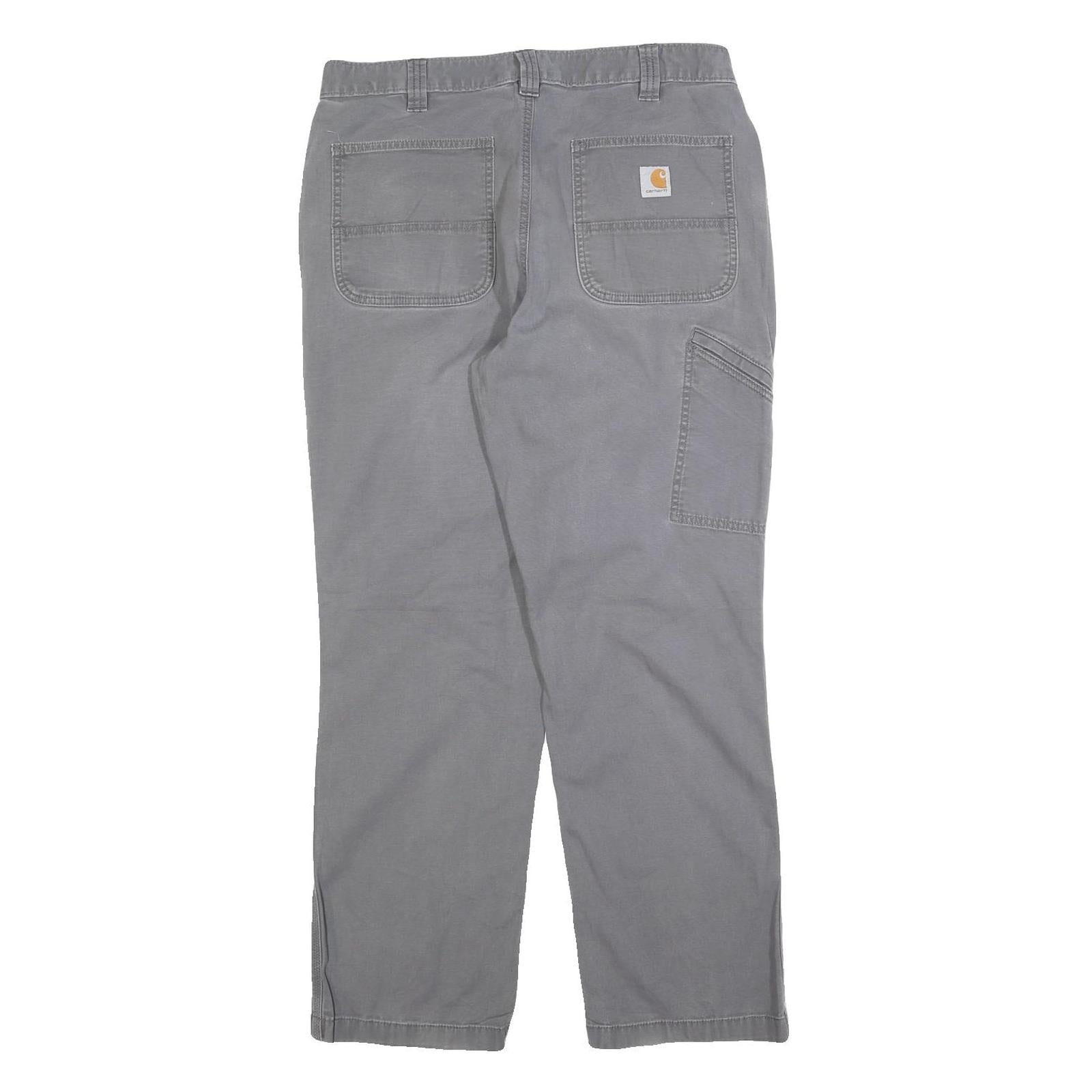CARHARTT Mens Relaxed Grey Cotton Blend Trousers W36 L32 Workwear Casual