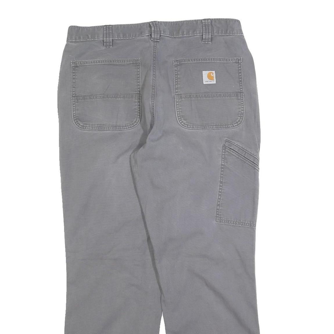 CARHARTT Mens Relaxed Grey Cotton Blend Trousers W36 L32 Workwear Casual