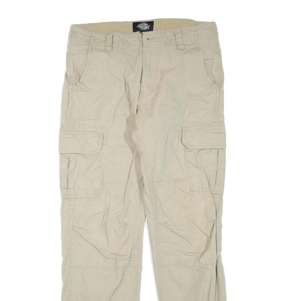 DICKIES Mens Cotton Blend Beige Regular Fit Cargo Trousers W30 L32 Workwear
