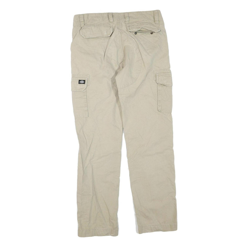 DICKIES Mens Cotton Blend Beige Regular Fit Cargo Trousers W30 L32 Workwear