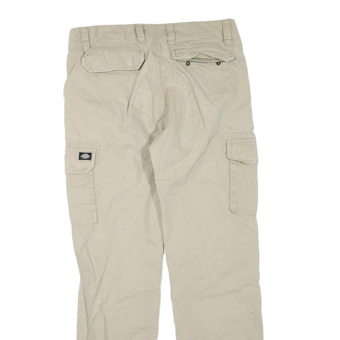 DICKIES Mens Cotton Blend Beige Regular Fit Cargo Trousers W30 L32 Workwear
