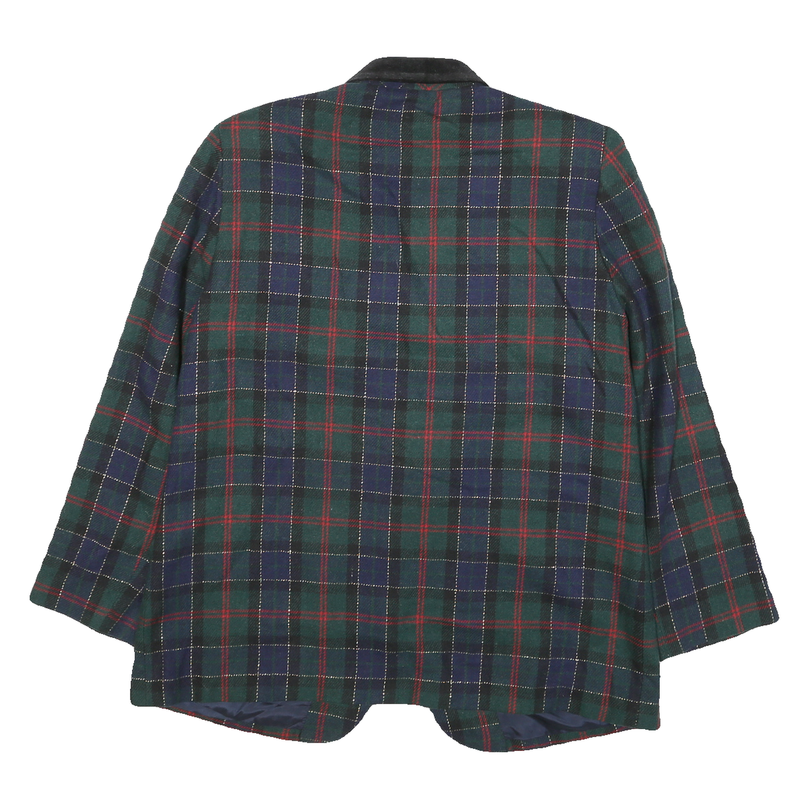 PROPHECY Womens Green & Navy Check Wool Jacket UK 14 Button Closure Classic Fit