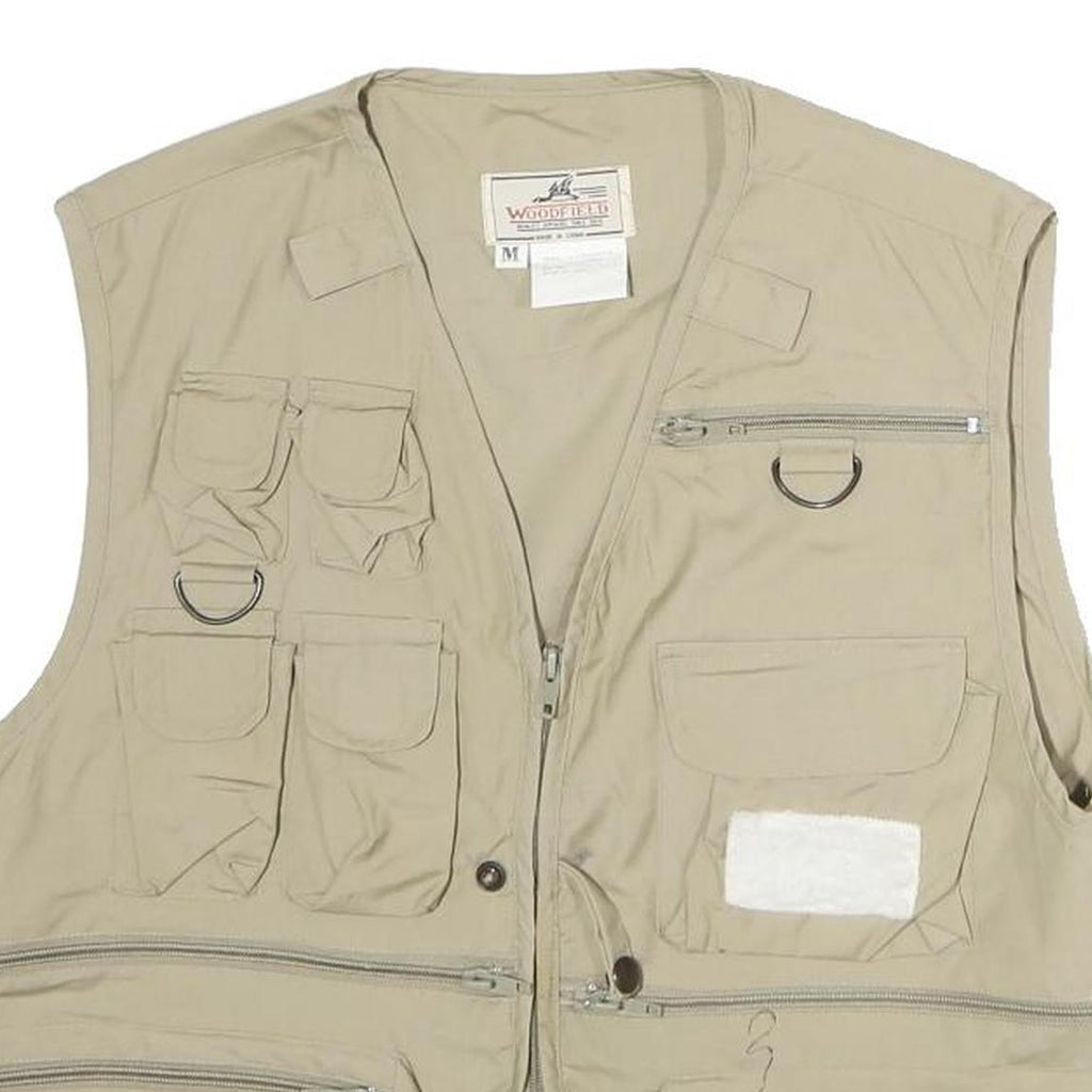 WOODFIELD Mens Beige Outdoor Cotton Jacket M Multi Pocket Utility Zip