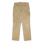 CARHARTT Mens Cotton Blend Beige Relaxed Straight Trousers W35 L31 Workwear Zip