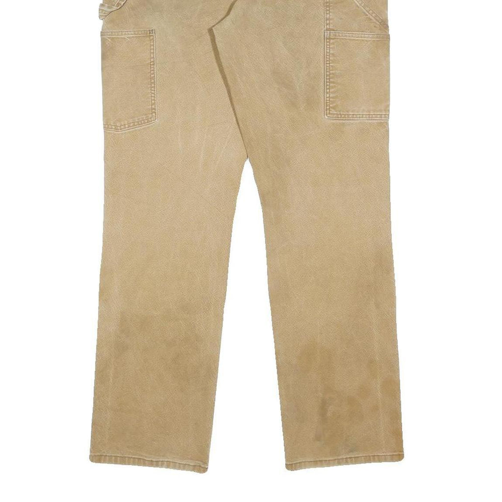 CARHARTT Mens Cotton Blend Beige Relaxed Straight Trousers W35 L31 Workwear Zip