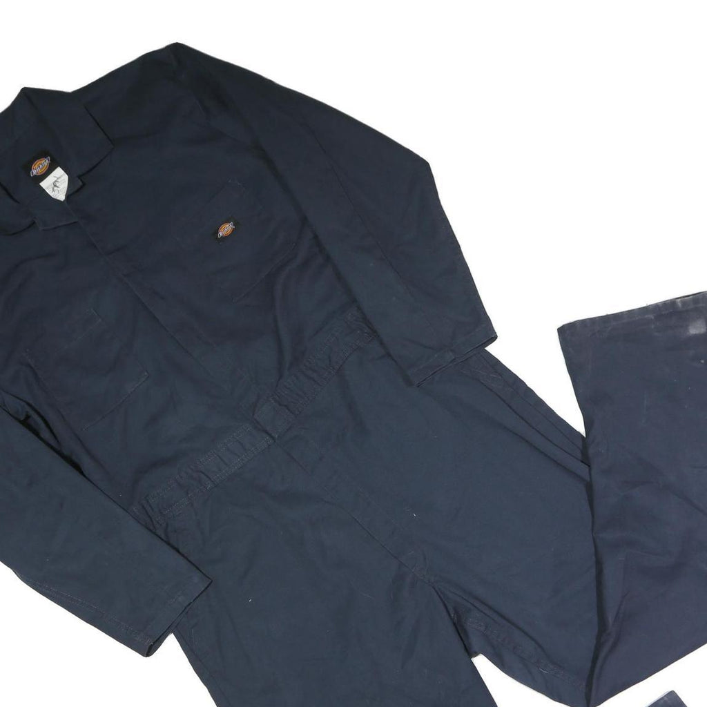 DICKIES Mens Navy Blue Dungarees Relaxed Polyester Blend XL W42 L42 Workwear