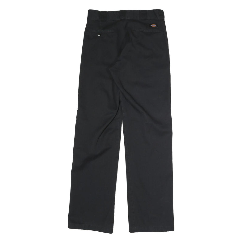 DICKIES Mens Classic Black Polyester Blend Trousers W30 L34 Straight Zip Closure