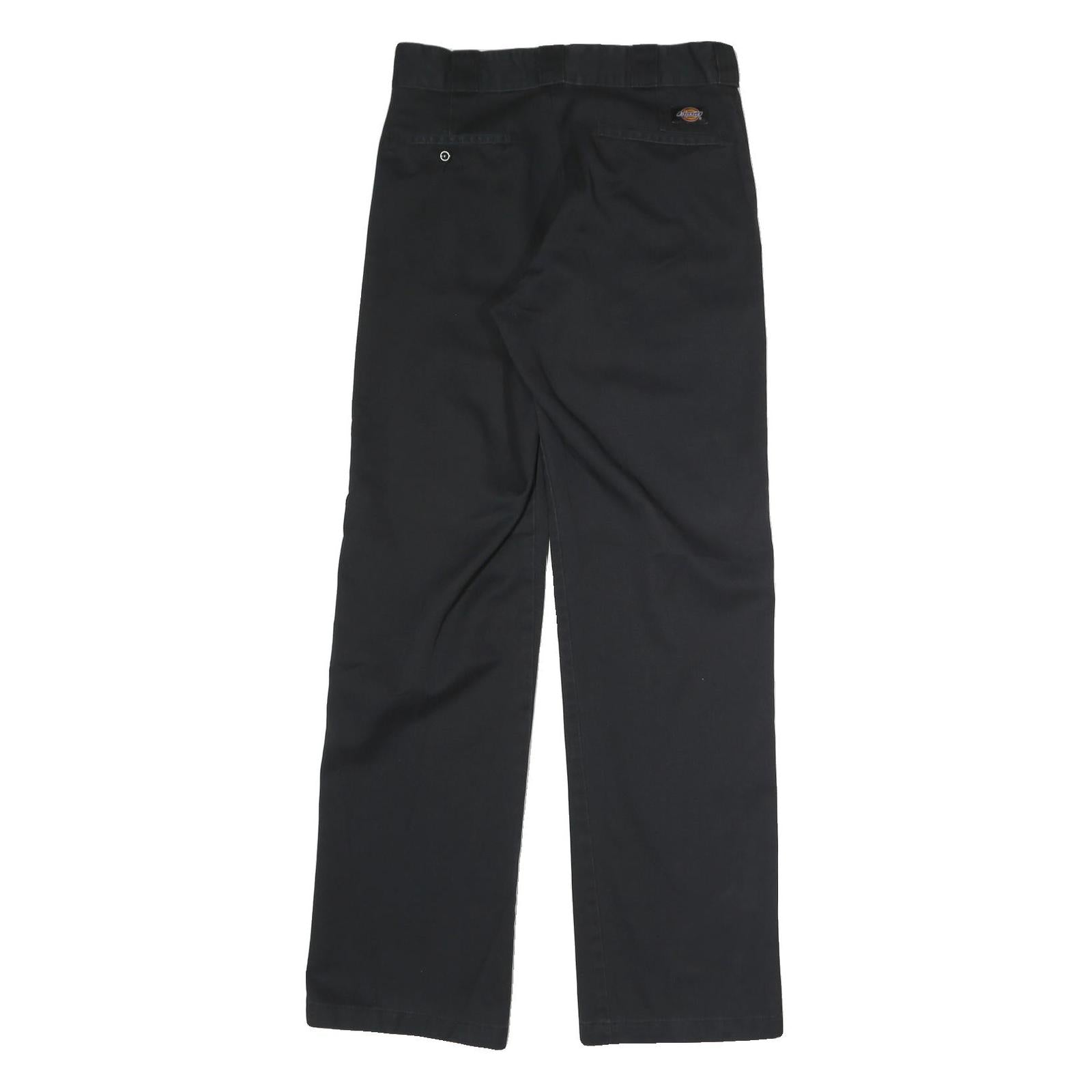 DICKIES Mens Classic Black Polyester Blend Trousers W30 L34 Straight Zip Closure