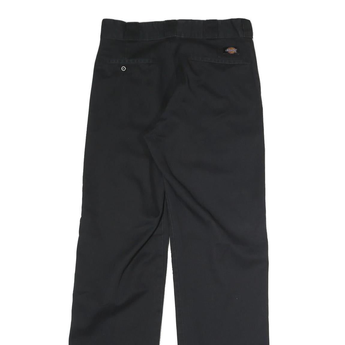 DICKIES Mens Classic Black Polyester Blend Trousers W30 L34 Straight Zip Closure