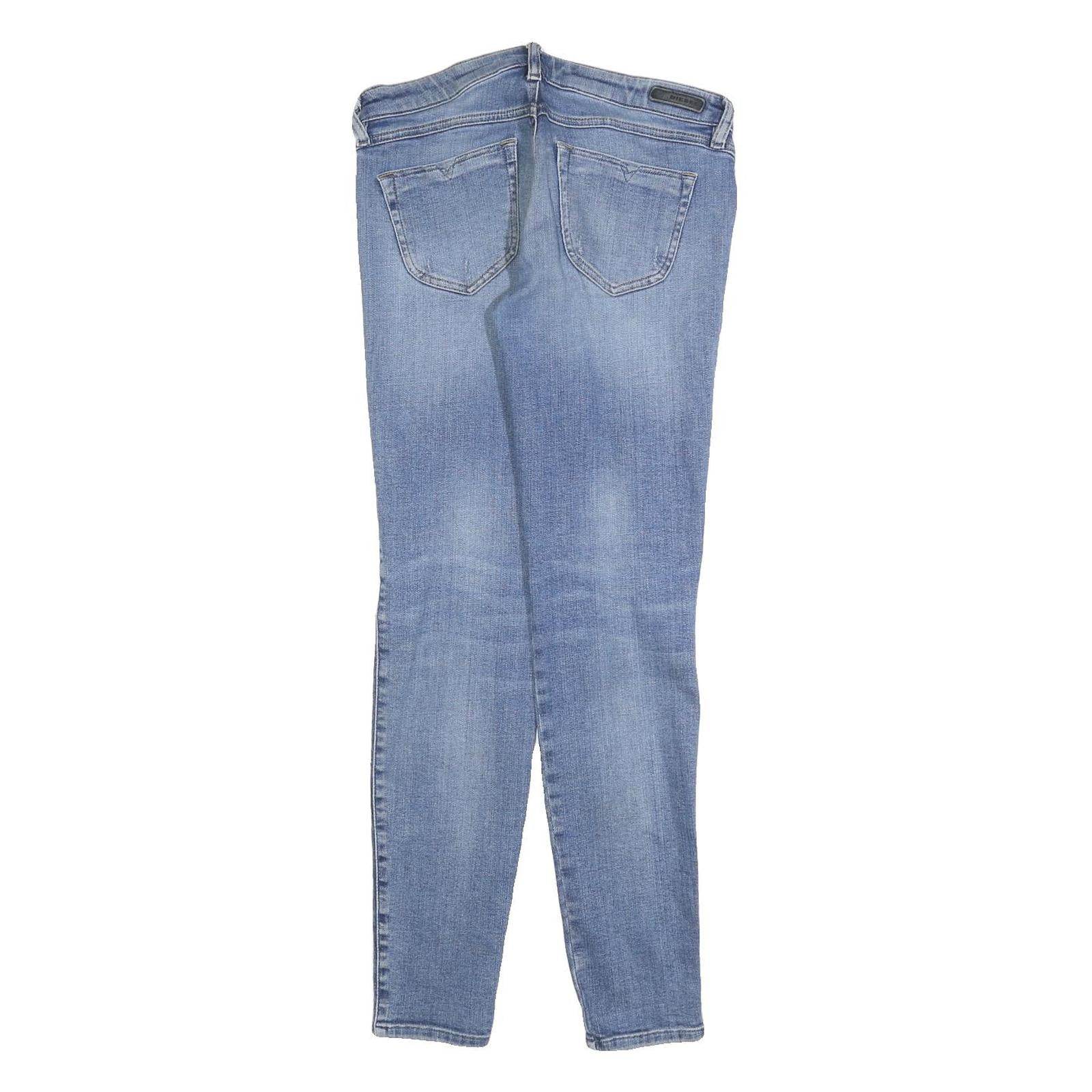 DIESEL Womens Slim Blue Denim Light Wash Jeans W28 L30 Distressed Zip Fit