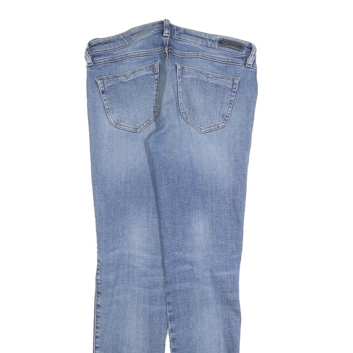 DIESEL Womens Slim Blue Denim Light Wash Jeans W28 L30 Distressed Zip Fit