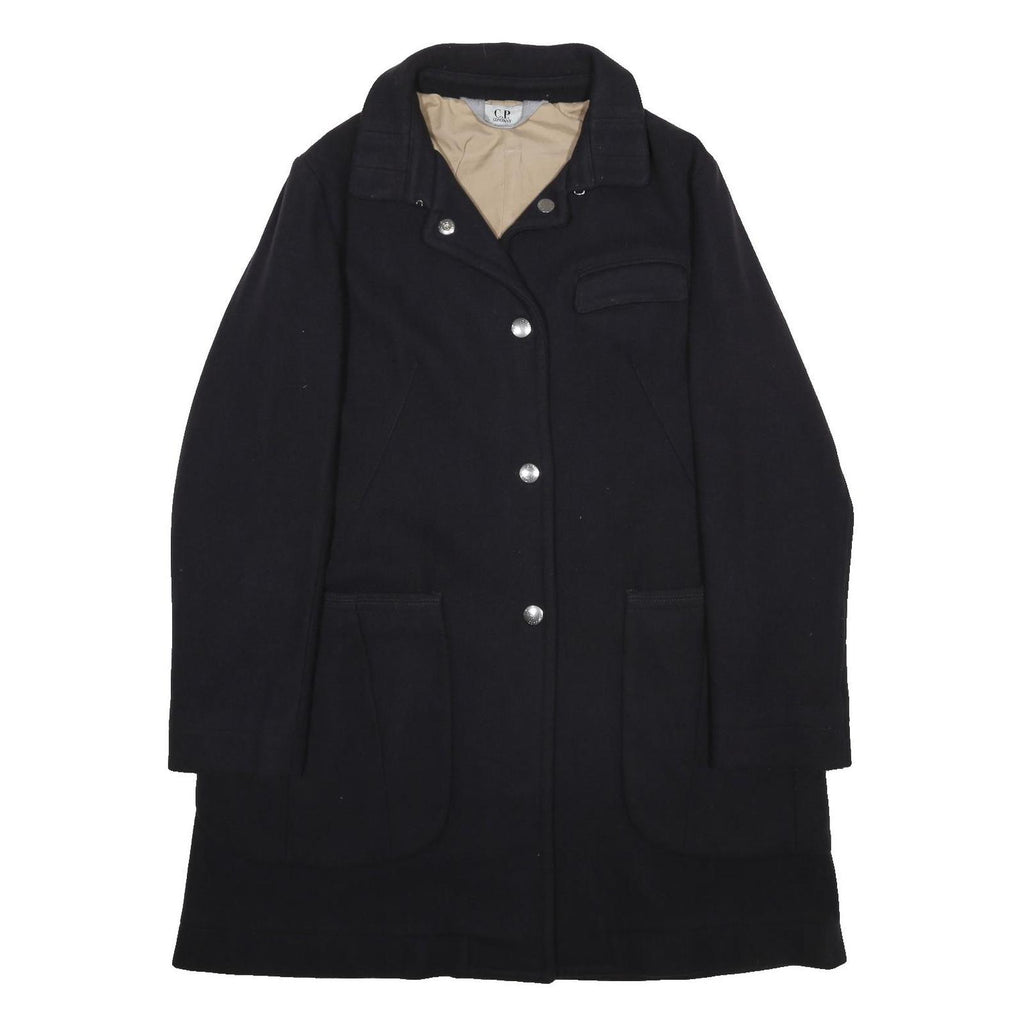 C.P. COMPANY Womens Black Wool Blend Button Jacket S Plain Classic Outerwear