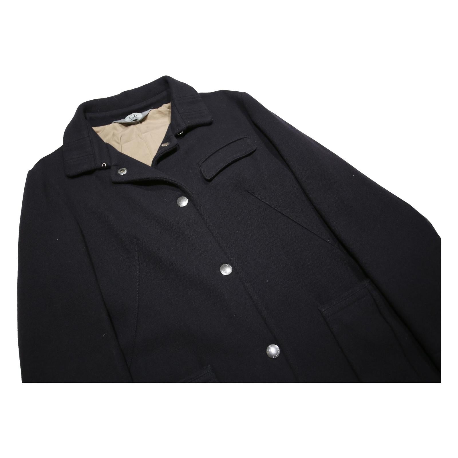 C.P. COMPANY Womens Black Wool Blend Button Jacket S Plain Classic Outerwear