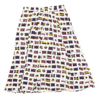 JG HOOK Womens White Cotton Blend Pleated Midi Skirt S Nautical Flags Print